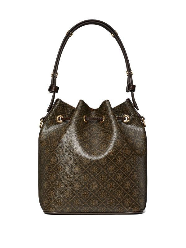 T MONOGRAM COATED CANVAS BUCKET BAG