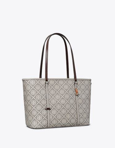 T Monogram Zipper Tote Bag