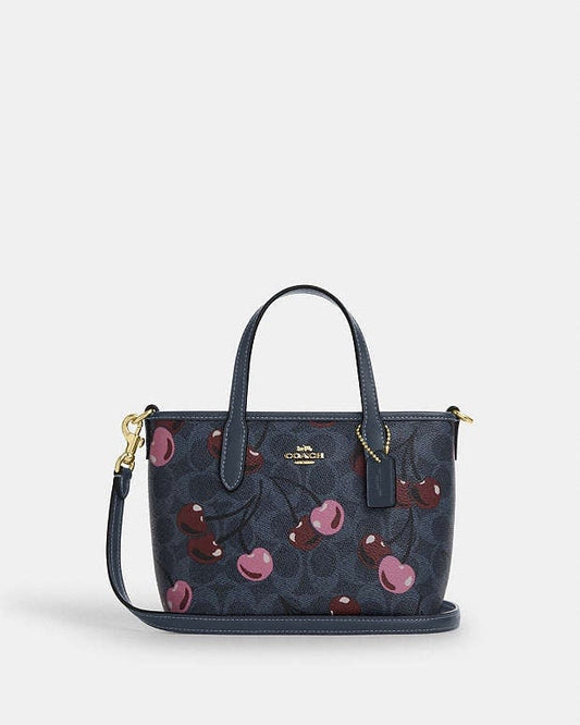 Coach City Mini Tote Bag In Signature Canvas With Cherry Print