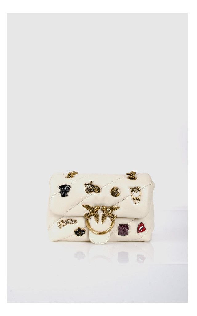 Quilted leather love mini puff pins