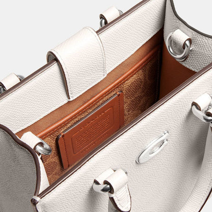 Coach Tote 16 in Chalk crossgrain leather