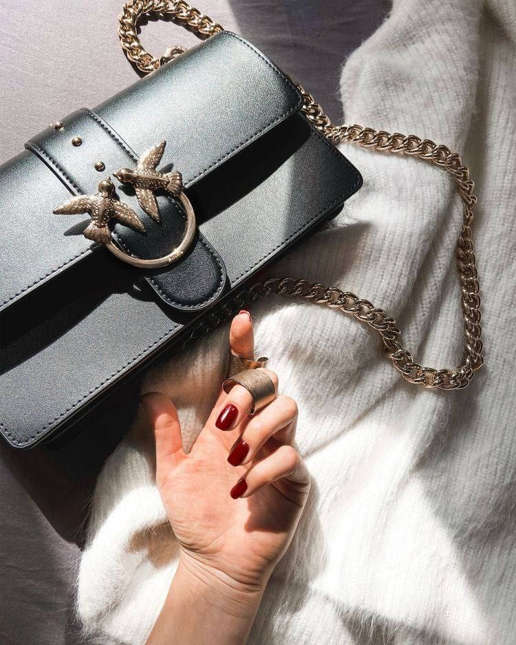 Pinko Love One Classic crossbody bag in black leather