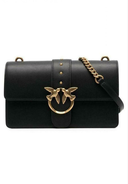 Pinko Love One Classic crossbody bag in black leather