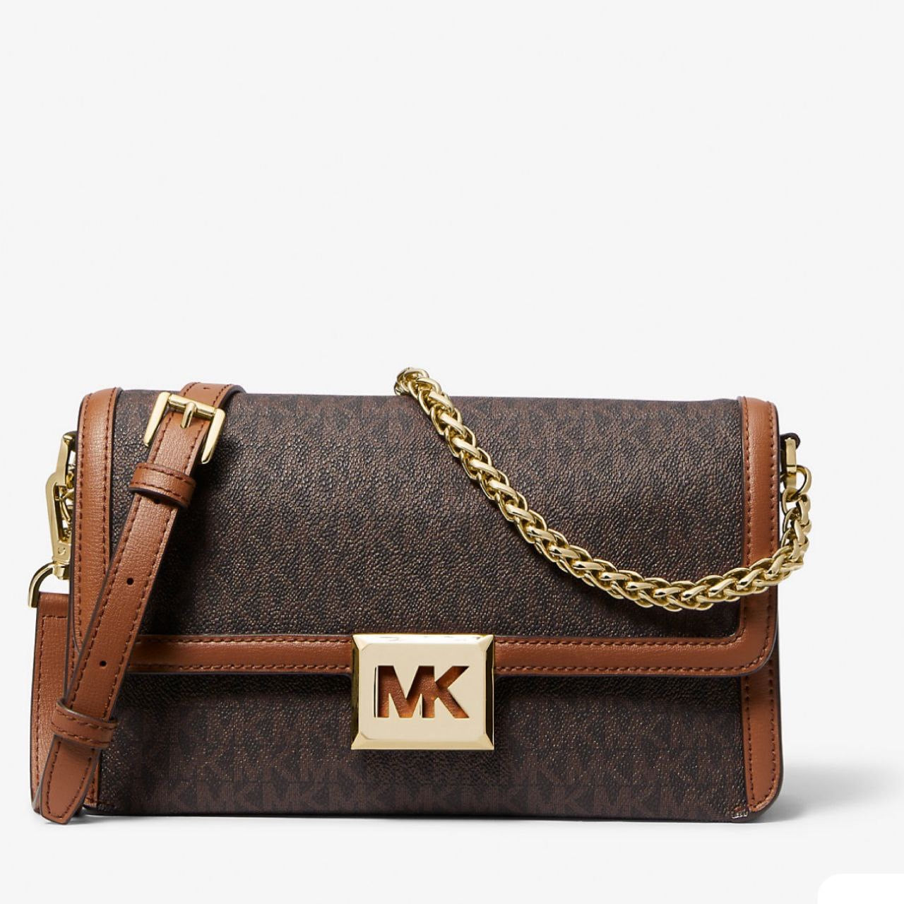 Medium Logo and Faux Leather Convertible Shoulder Bag