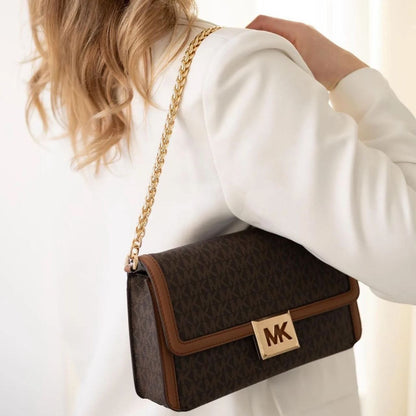 Medium Logo and Faux Leather Convertible Shoulder Bag