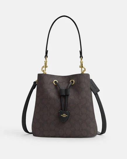 Rowan bucket bag, canvas with brand logo