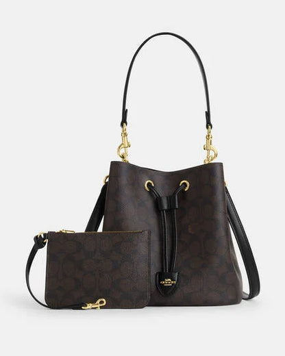 Rowan bucket bag, canvas with brand logo