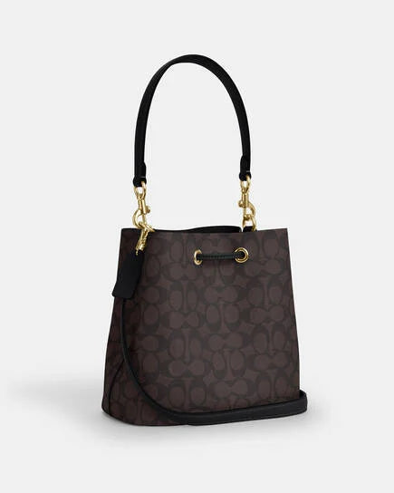 Rowan bucket bag, canvas with brand logo