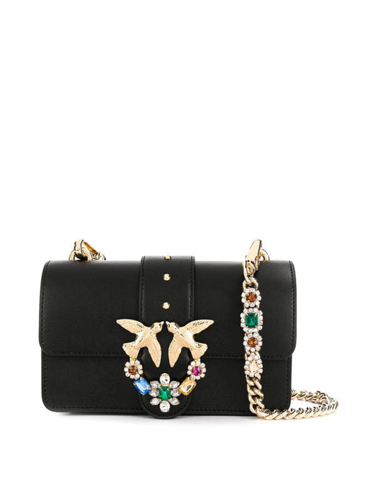 Pinko Love Mini Jewels black leather bag