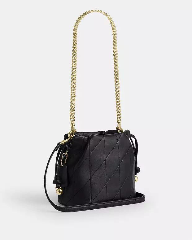 Faye Mini Drawstring Bag With Quilting