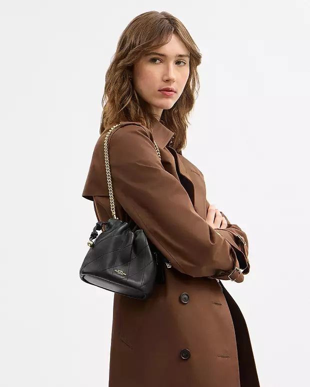 Faye Mini Drawstring Bag With Quilting