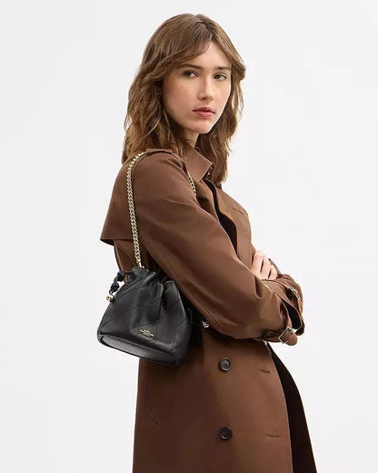 Faye Mini Drawstring Bag With Quilting