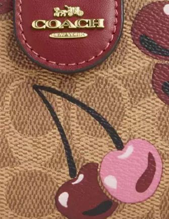 Medium Corner Zip Wallet in Signature Canvas with Cherry Print