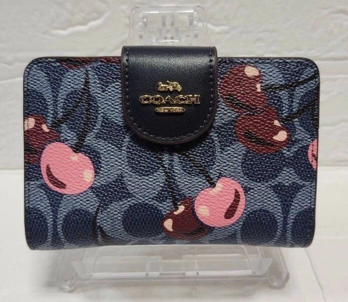 Medium Corner Zip Wallet in Signature Canvas with Cherry Print