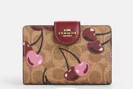 Medium Corner Zip Wallet in Signature Canvas with Cherry Print