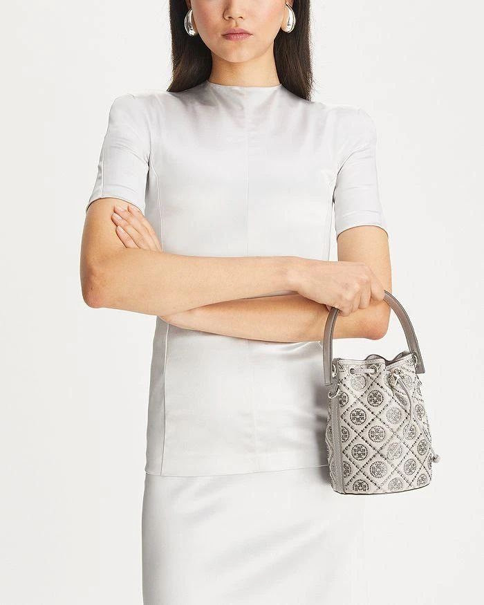 T MONOGRAM LEATHER BUCKET BAG