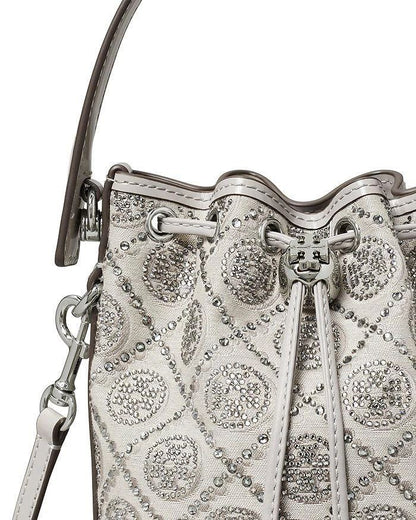 T MONOGRAM LEATHER BUCKET BAG