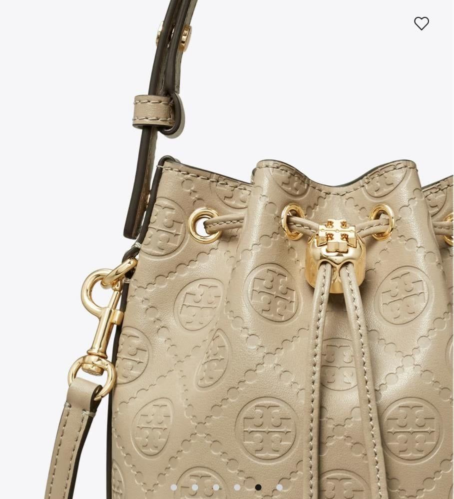 T MONOGRAM LEATHER BUCKET BAG