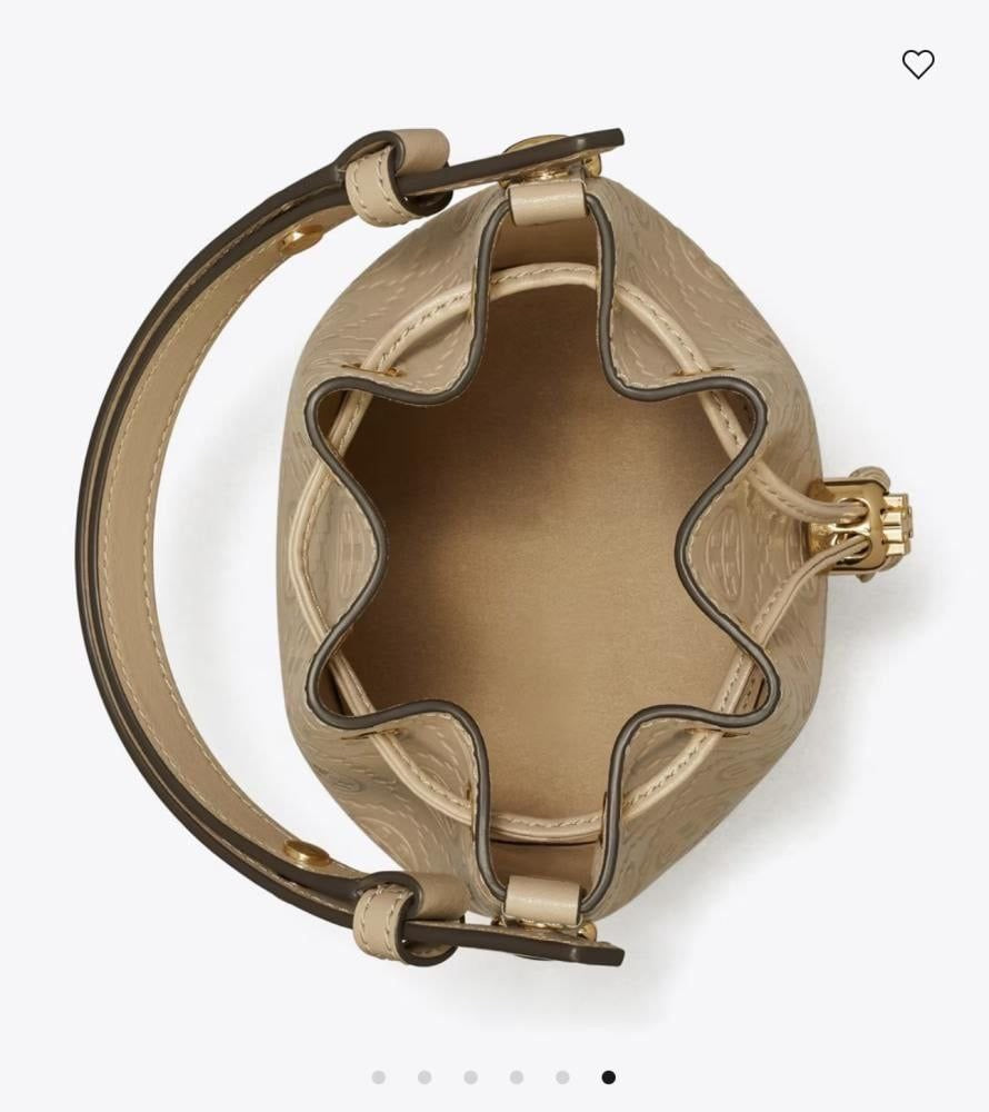 T MONOGRAM LEATHER BUCKET BAG