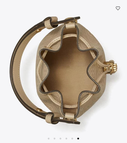 T MONOGRAM LEATHER BUCKET BAG