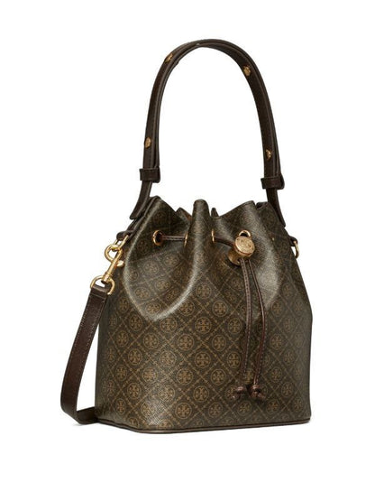 T MONOGRAM COATED CANVAS BUCKET BAG