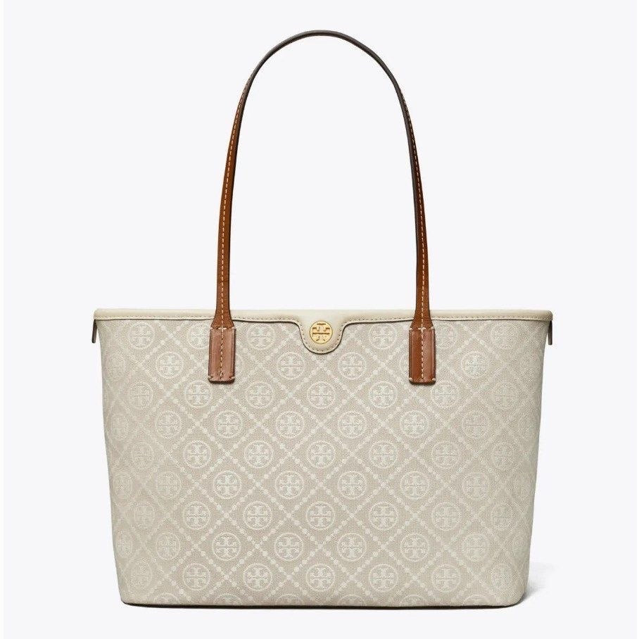T Monogram Zipper Tote Bag
