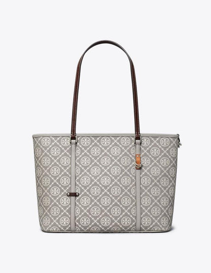 T Monogram Zipper Tote Bag