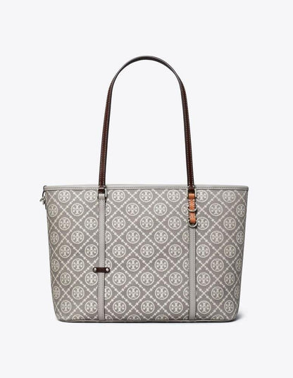 T Monogram Zipper Tote Bag