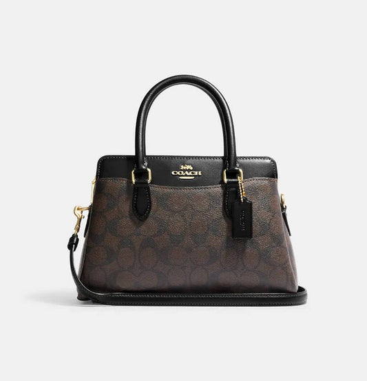 COACH MINI DARCIE CARRYALL IN SIGNATURE CANVAS GOLD/BROWN BLACK