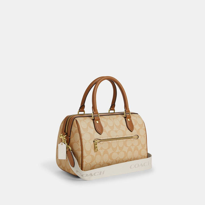 COACH ROWAN SATCHEL BAG IN SIGNATURE CANVAS WITH STRIPE