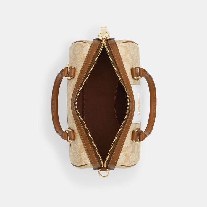 COACH ROWAN SATCHEL BAG IN SIGNATURE CANVAS WITH STRIPE